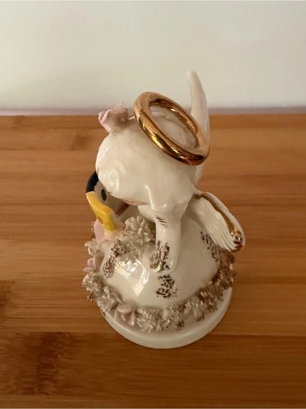 Vintage Napco October Angel Figurine. White & Pink Made in Japan MCM 50s